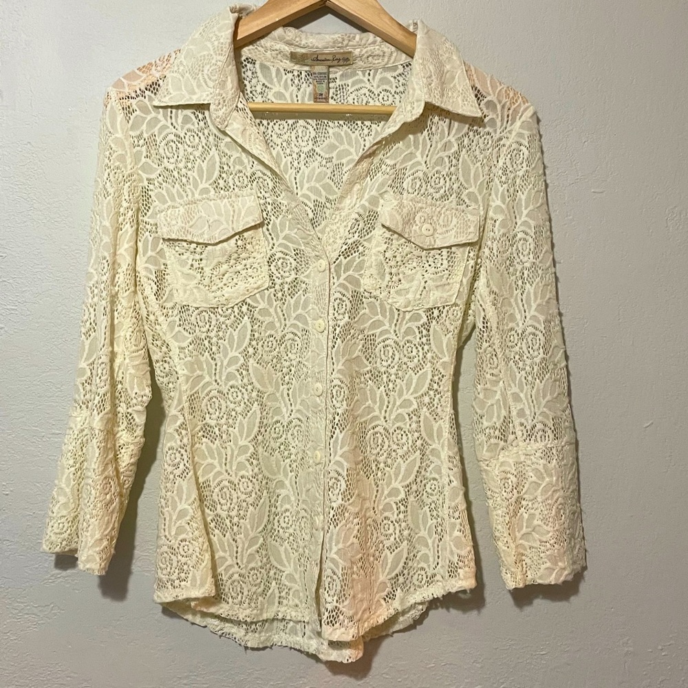 American Rag Lace Button Up
